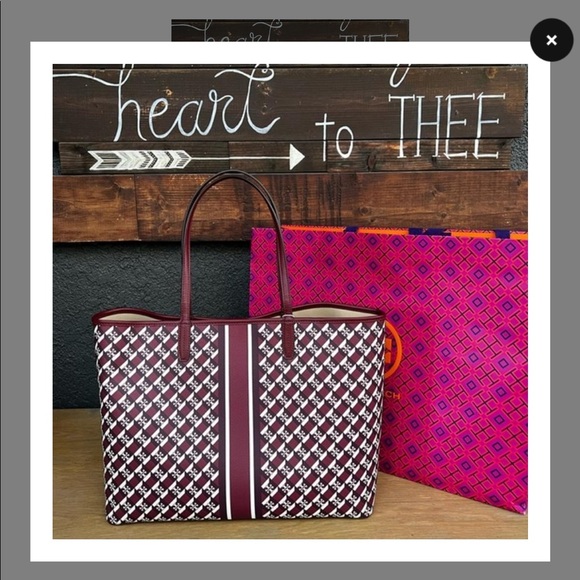 Tory Burch Red Geo Tote - Picture 6 of 6